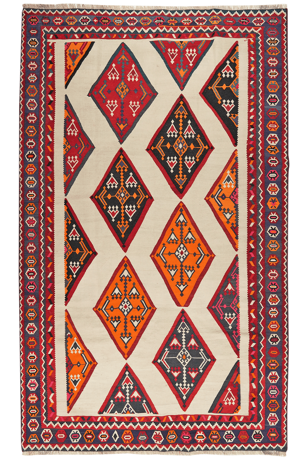 Kelim Gashgai Old — Handmade, 170x280 cm, Beige, 100% Virgin Wool | Main view