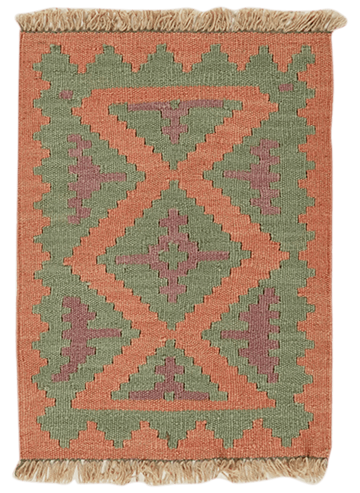 Kelim Gashgai — Handmade, 43x59 cm, Pink, 100% Virgin Wool | Main view