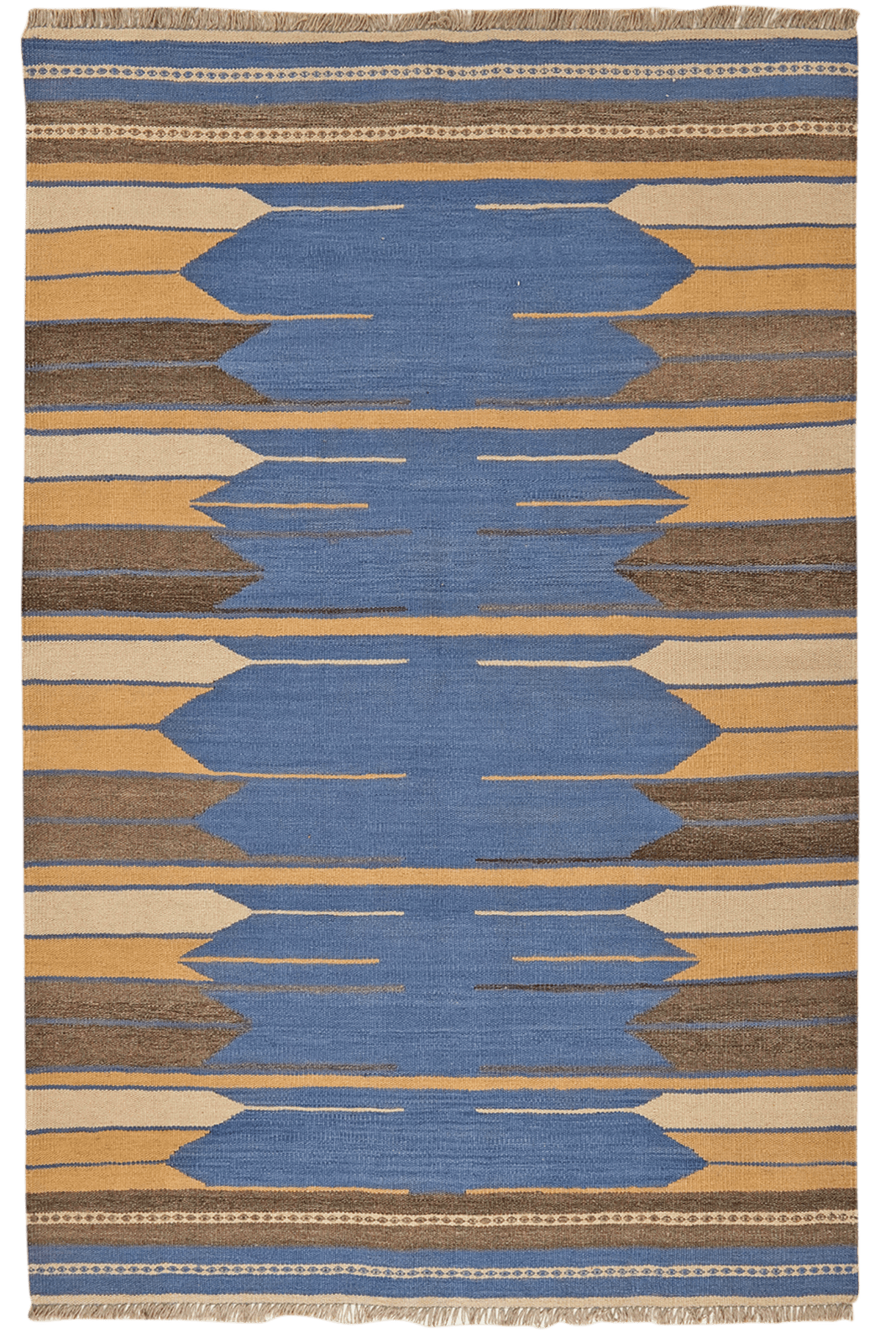Kelim Gashgai — Handmade, 133x201 cm, Blue, 100% Virgin Wool | Main view