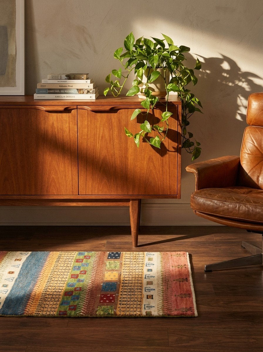 Gabbeh Sonnat — Handgefertigt, 97x61 cm, Bunt, 100% Virgin Wool | Back view