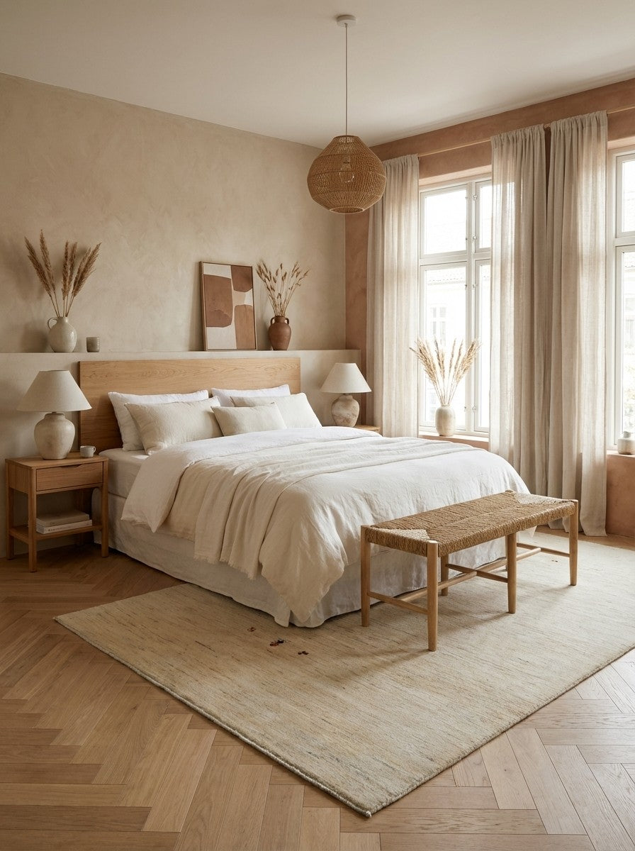 Gabbeh — Hand-knotted, 206x297 cm, Beige, 100% Virgin Wool | Detail view