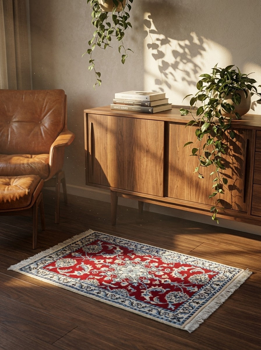 Nain 12La — Hand-knotted, 60x93 cm, Red, 100% Virgin Wool | Back view