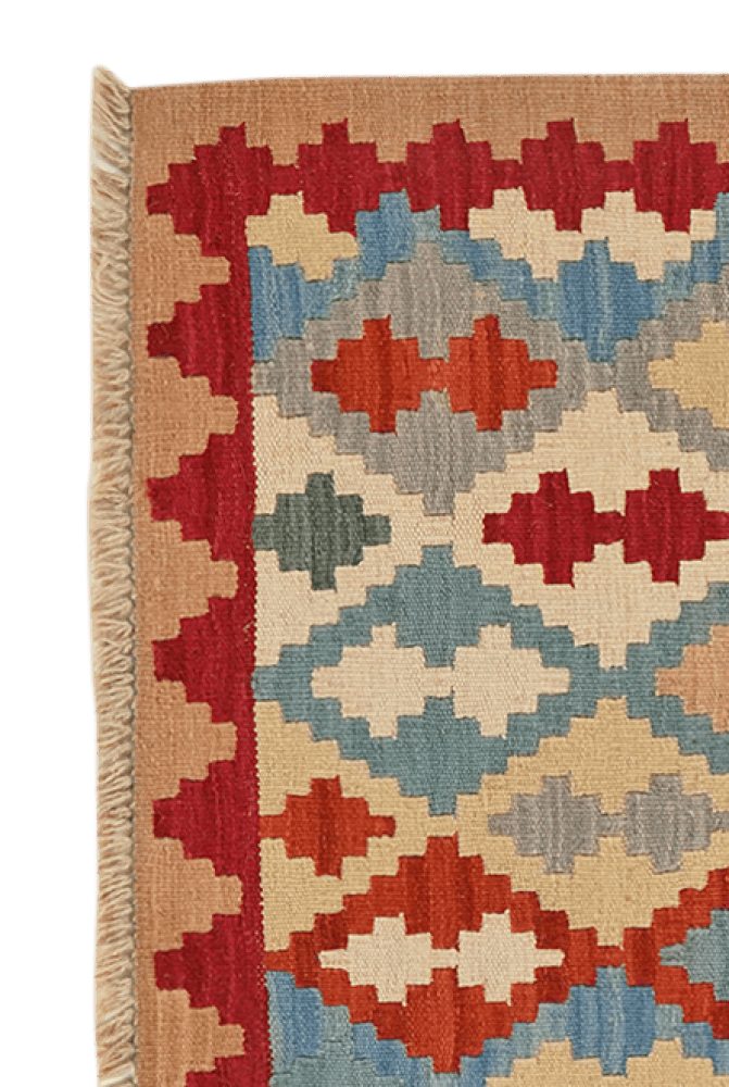 Kelim Gashgai — Handmade, 71x92 cm, Red, 100% Virgin Wool | View 3