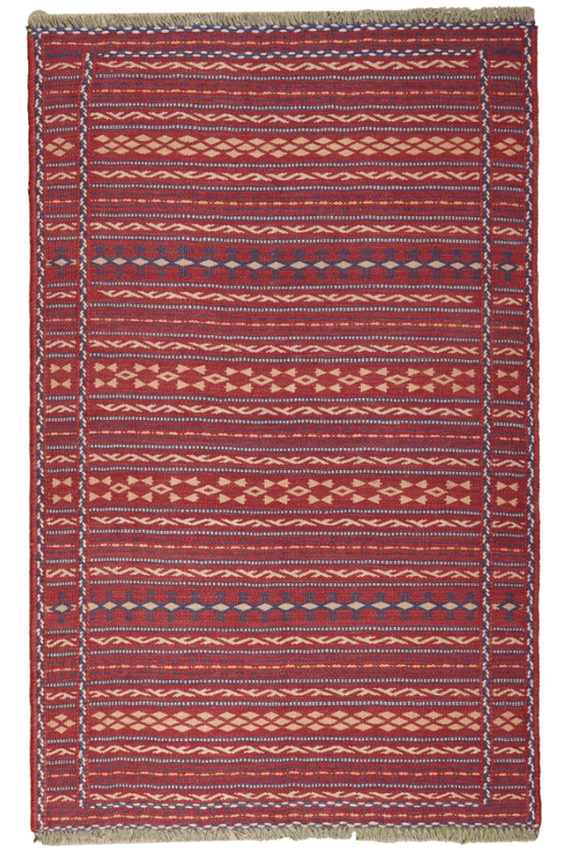 Kelim Kordi — Handmade, 98x155 cm, Red, 100% Virgin Wool | Main view
