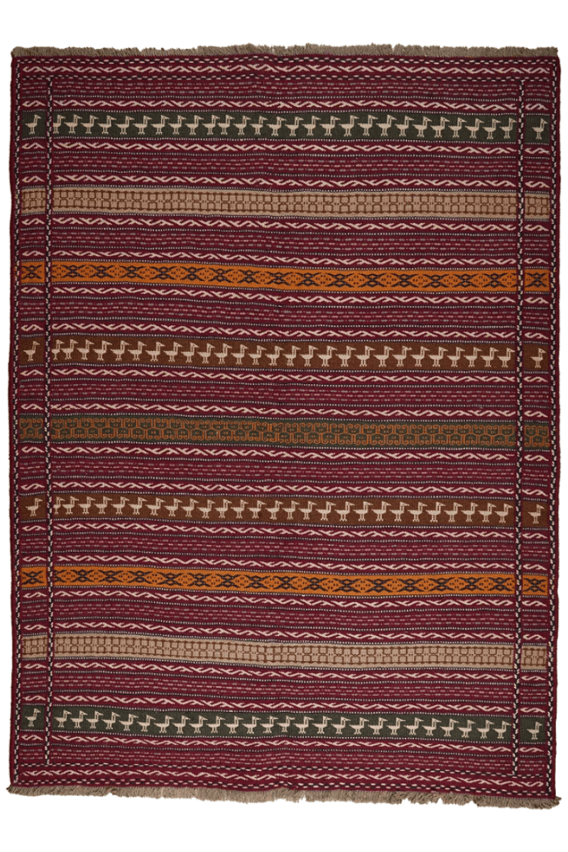 Kelim Kordi — Handmade, 148x200 cm, Violett, 100% Virgin Wool | Main view