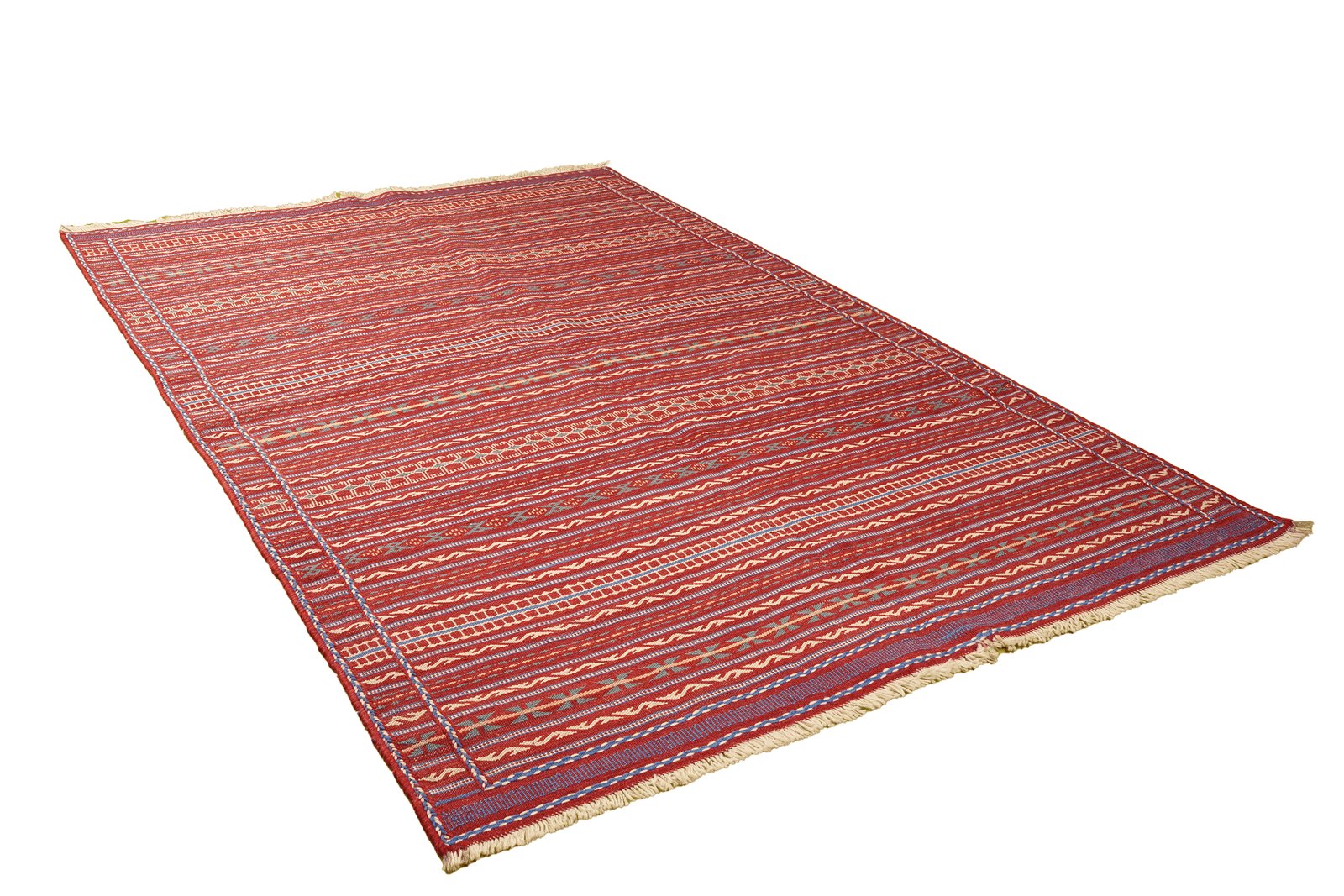 Kelim Kordi — Handmade, 167x243 cm, Red, 100% Virgin Wool | View 4