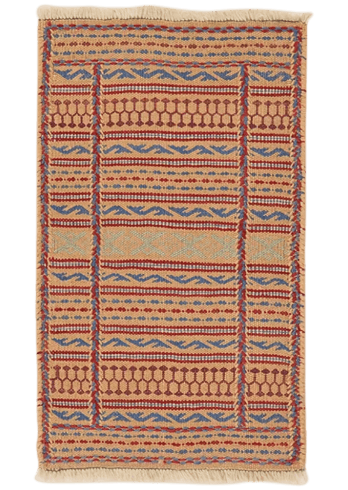 Kelim Kordi — Handmade, 40x66 cm, Beige, 100% Virgin Wool | Main view