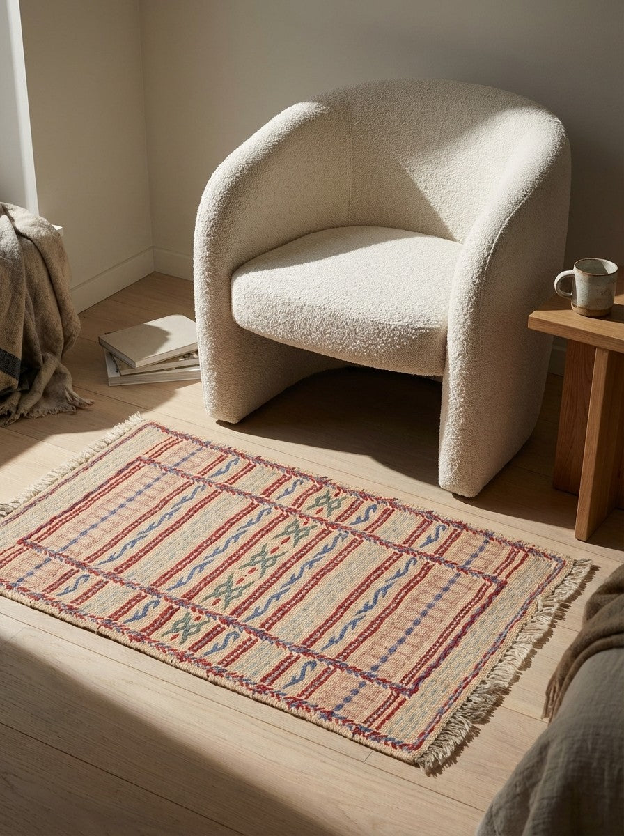 Kelim Kordi — Handmade, 42x58 cm, Beige, 100% Virgin Wool | Detail view
