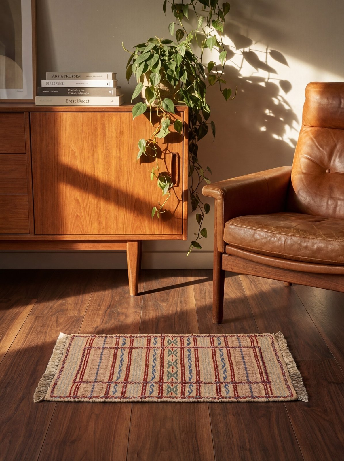 Kelim Kordi — Handmade, 42x58 cm, Beige, 100% Virgin Wool | Back view