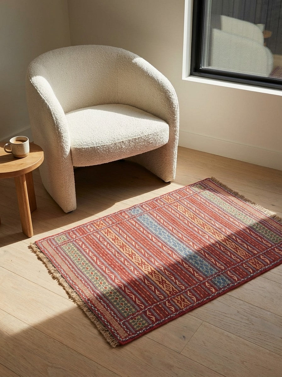 Kelim Kordi — Handmade, 64x97 cm, Multicolor, 100% Virgin Wool | Detail view