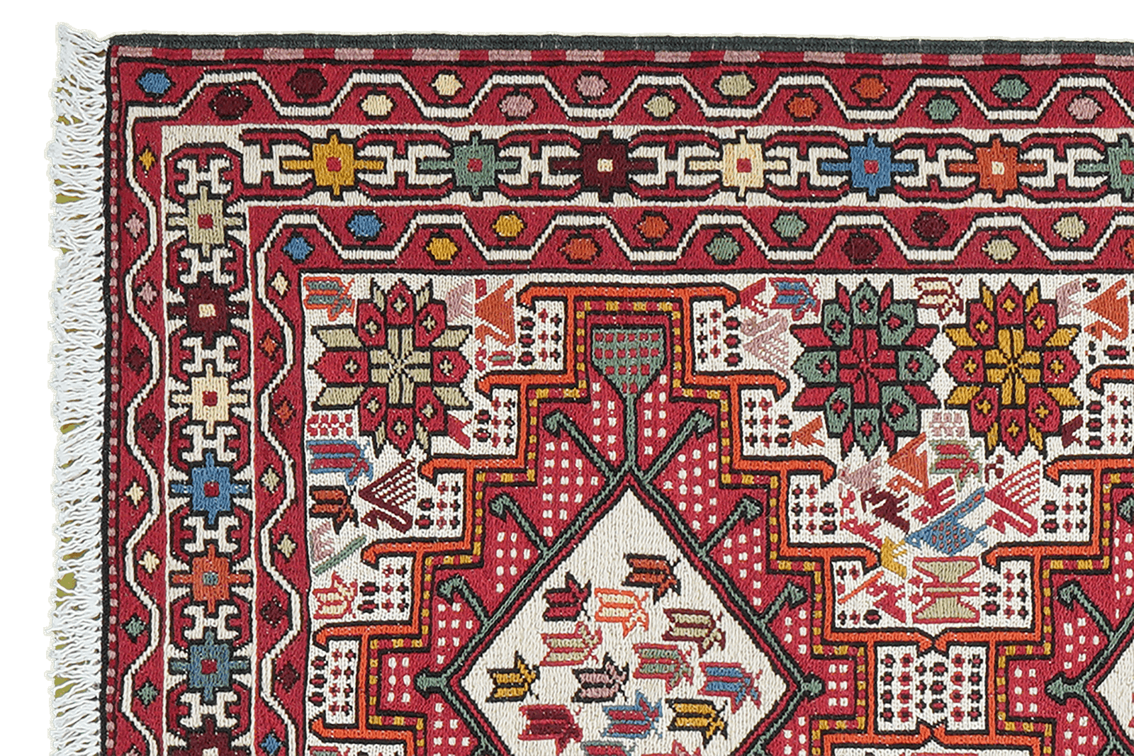 Sumak Shahsavan — Handgefertigt, 99x79 cm, Beige, 100% Virgin Wool | View 4