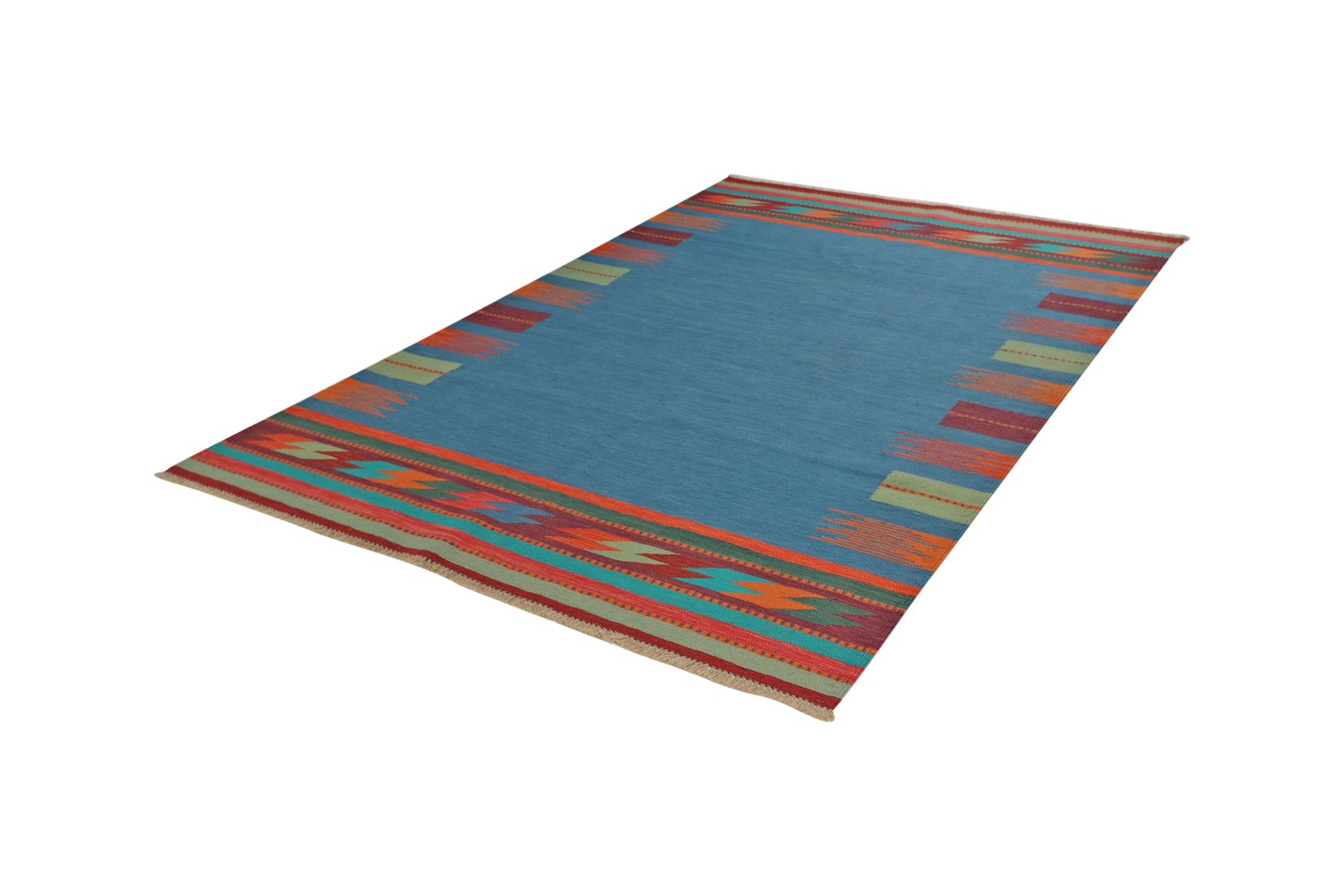 Kelim Gashgai — Handmade, 173x251 cm, Blue, 100% Virgin Wool | View 5