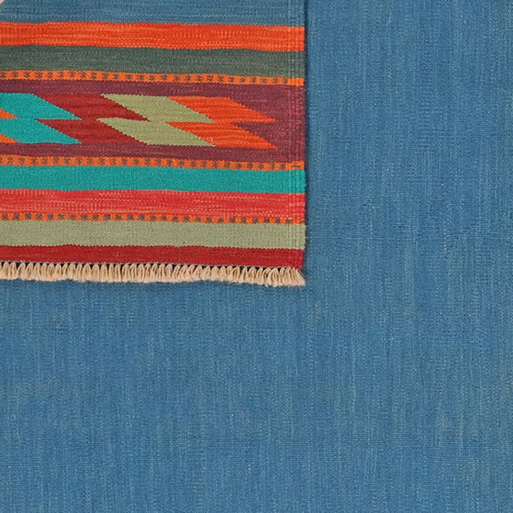 Kelim Gashgai — Handmade, 173x251 cm, Blue, 100% Virgin Wool | View 6
