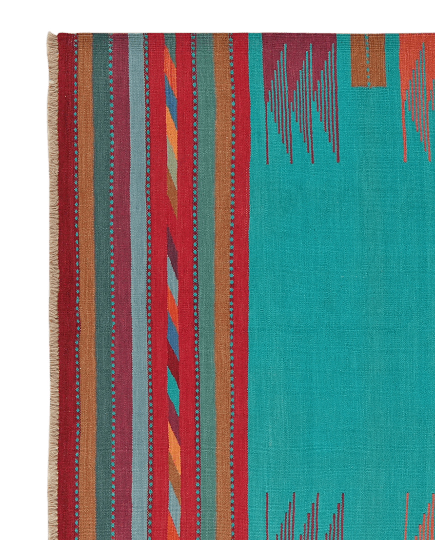 Kelim Gashgai — Handmade, 167x247 cm, Tuerkis, 100% Virgin Wool | View 3