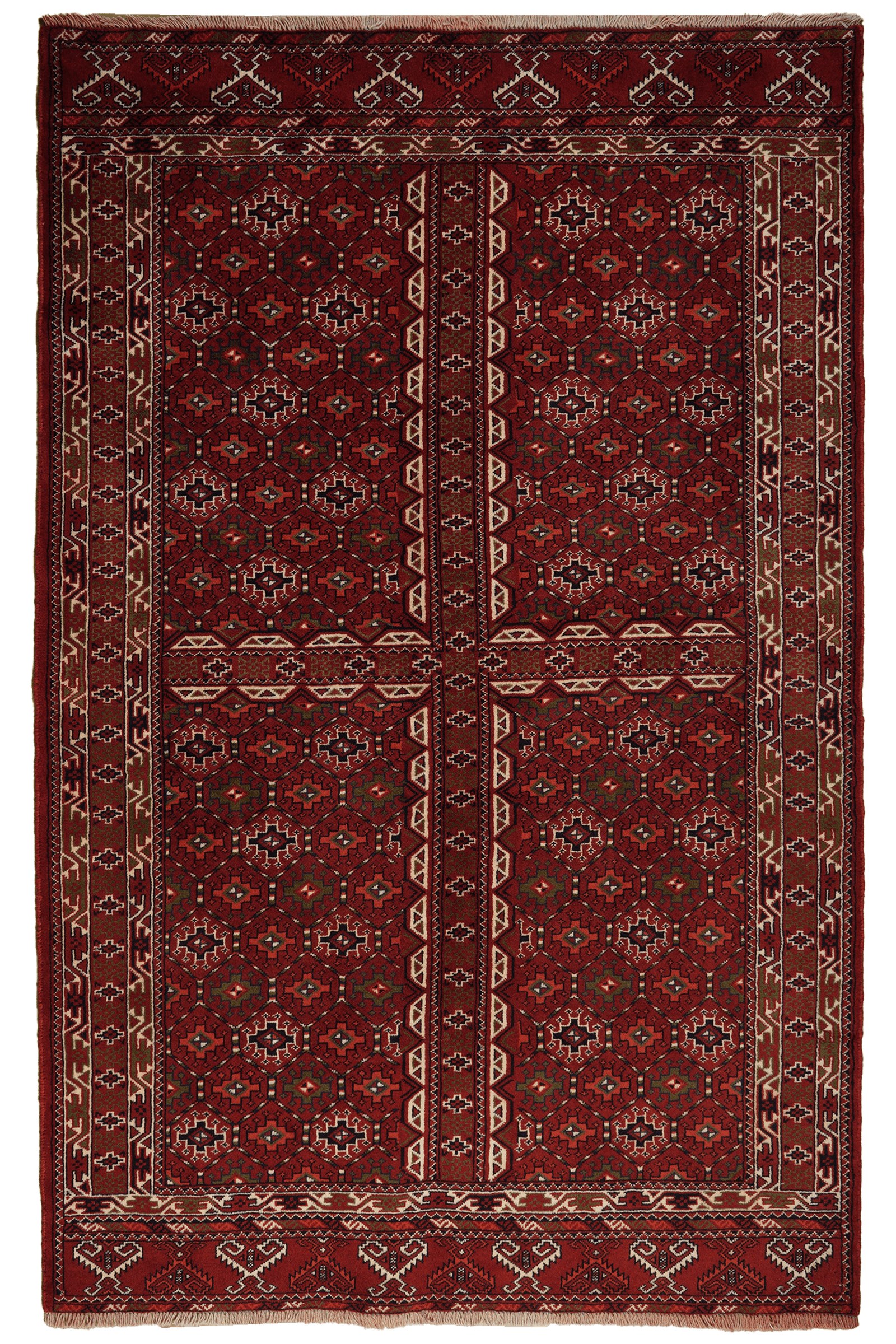 Turkman — Hand-knotted, 138x215 cm, Red, 100% Virgin Wool | Main view