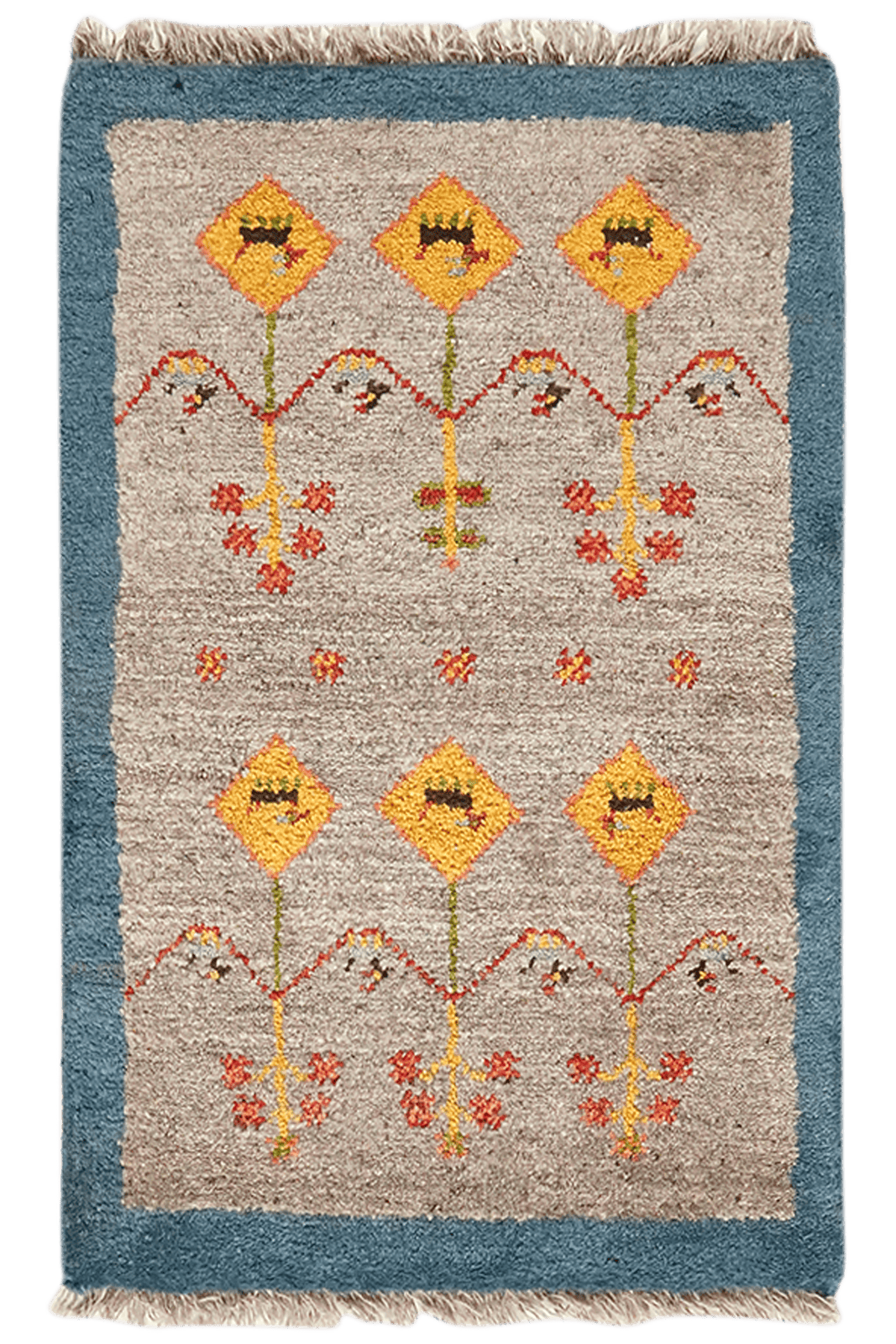 Gabbeh Sonnat — Hand-knotted, 59x89 cm, Grey, 100% Virgin Wool | Main view