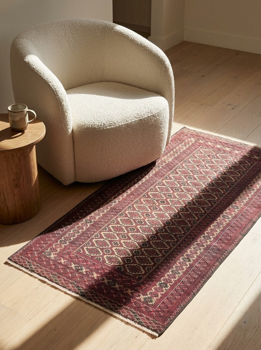 Belutch — Hand-knotted, 88x182 cm, Beige, 100% Virgin Wool | Detail view
