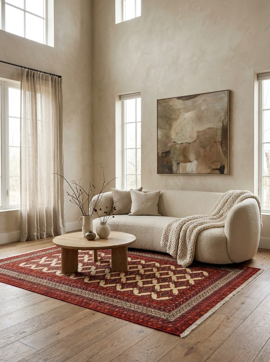 Turkman — Hand-knotted, 127x177 cm, Beige, 100% Virgin Wool | Detail view
