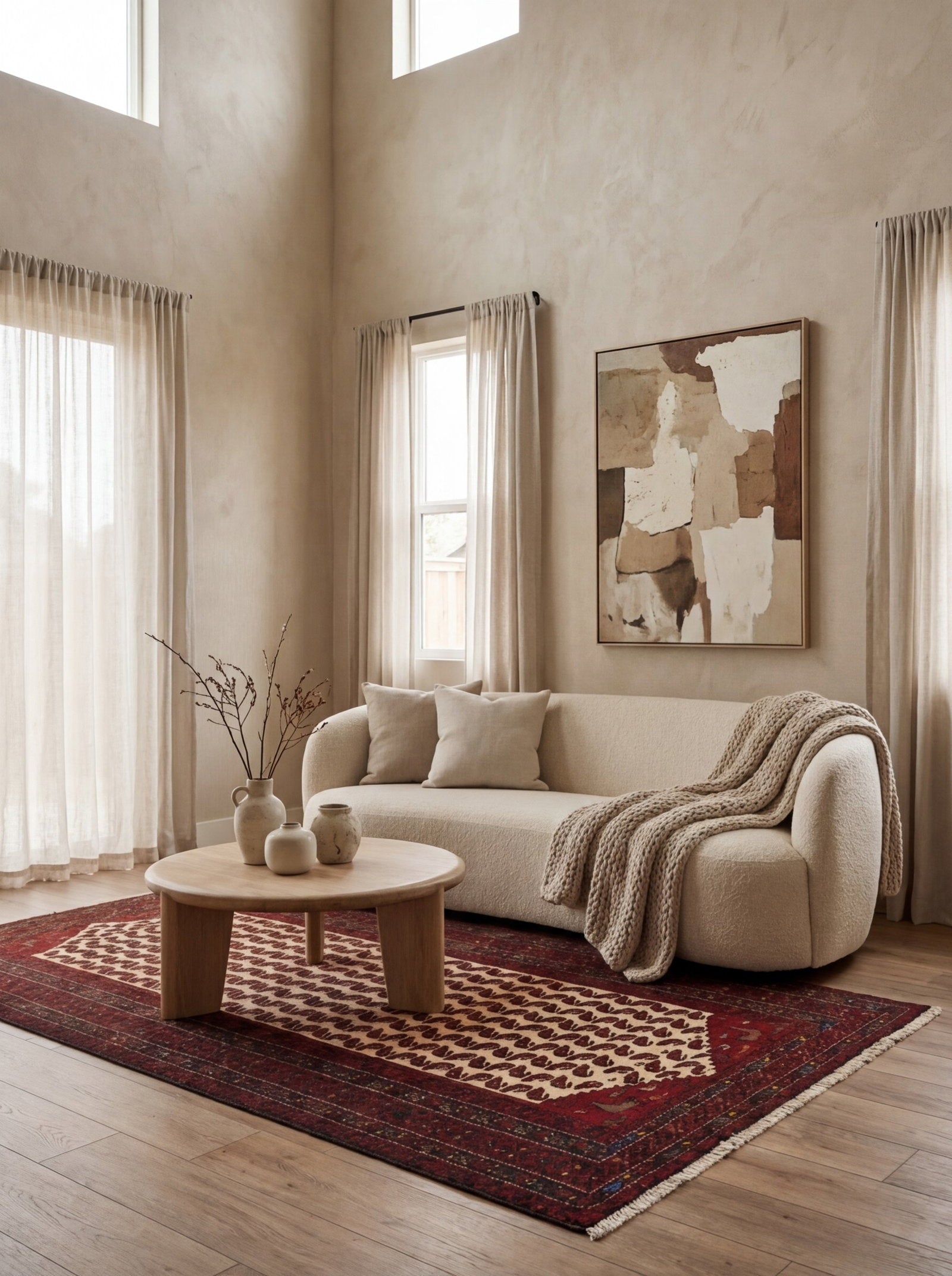 Belutch — Handgefertigt, 207x102 cm, Rot, 100% Virgin Wool | Detail view