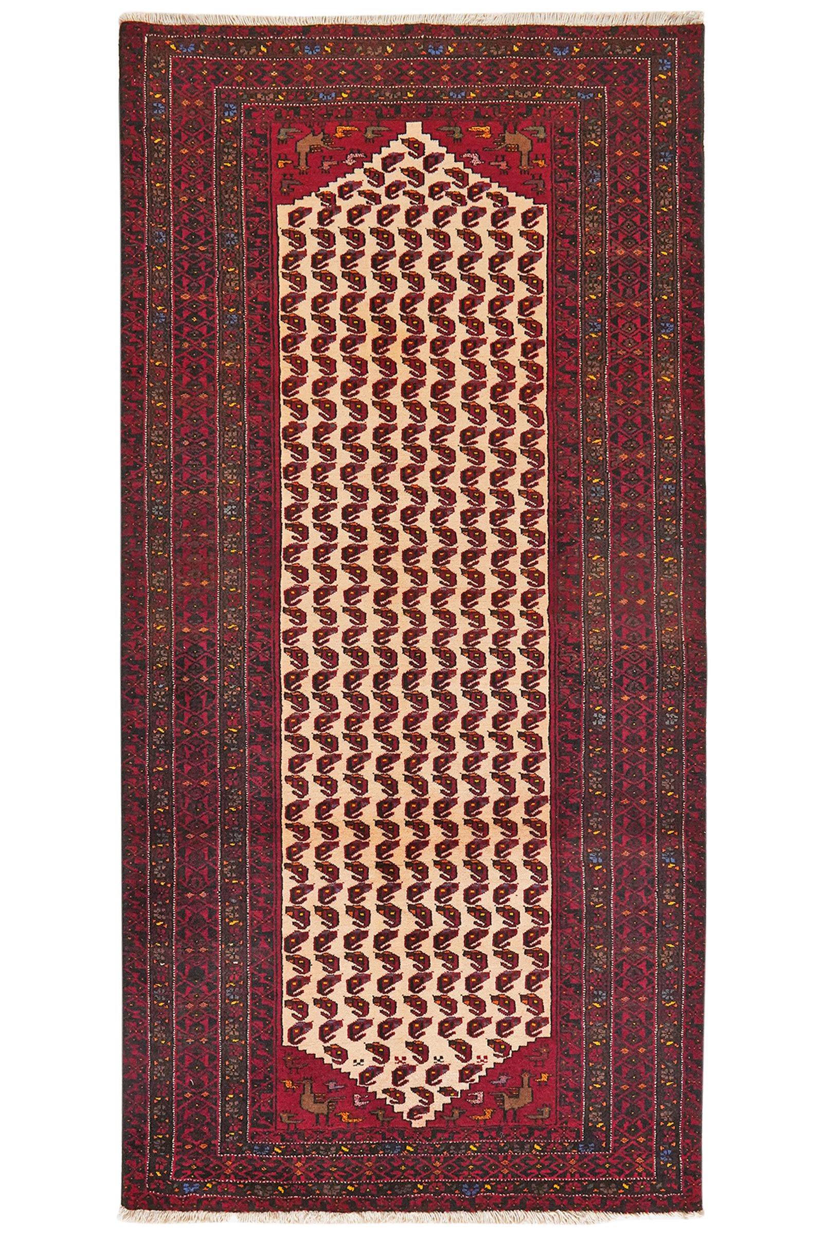 Belutch — Handgefertigt, 207x102 cm, Rot, 100% Virgin Wool | Main view
