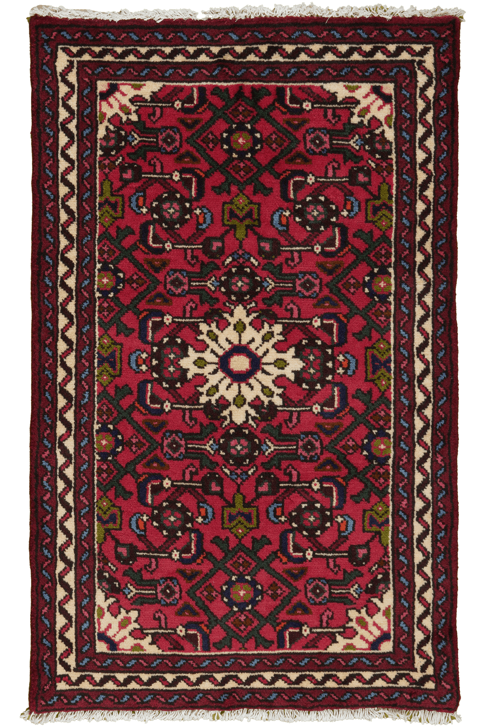 Hosseinabad — Hand-knotted, 71x115 cm, Red, 100% Virgin Wool | Main view