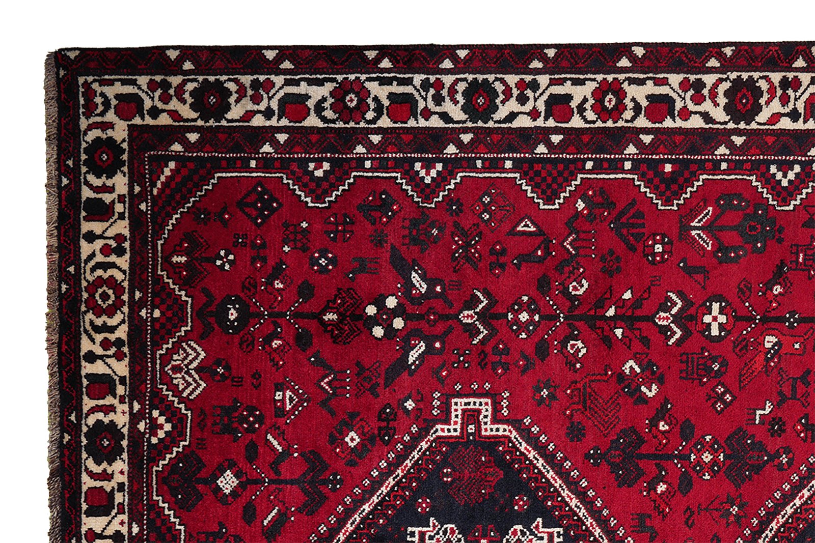 Gashgai — Hand-knotted, 206x291 cm, Red, 100% Virgin Wool | View 3