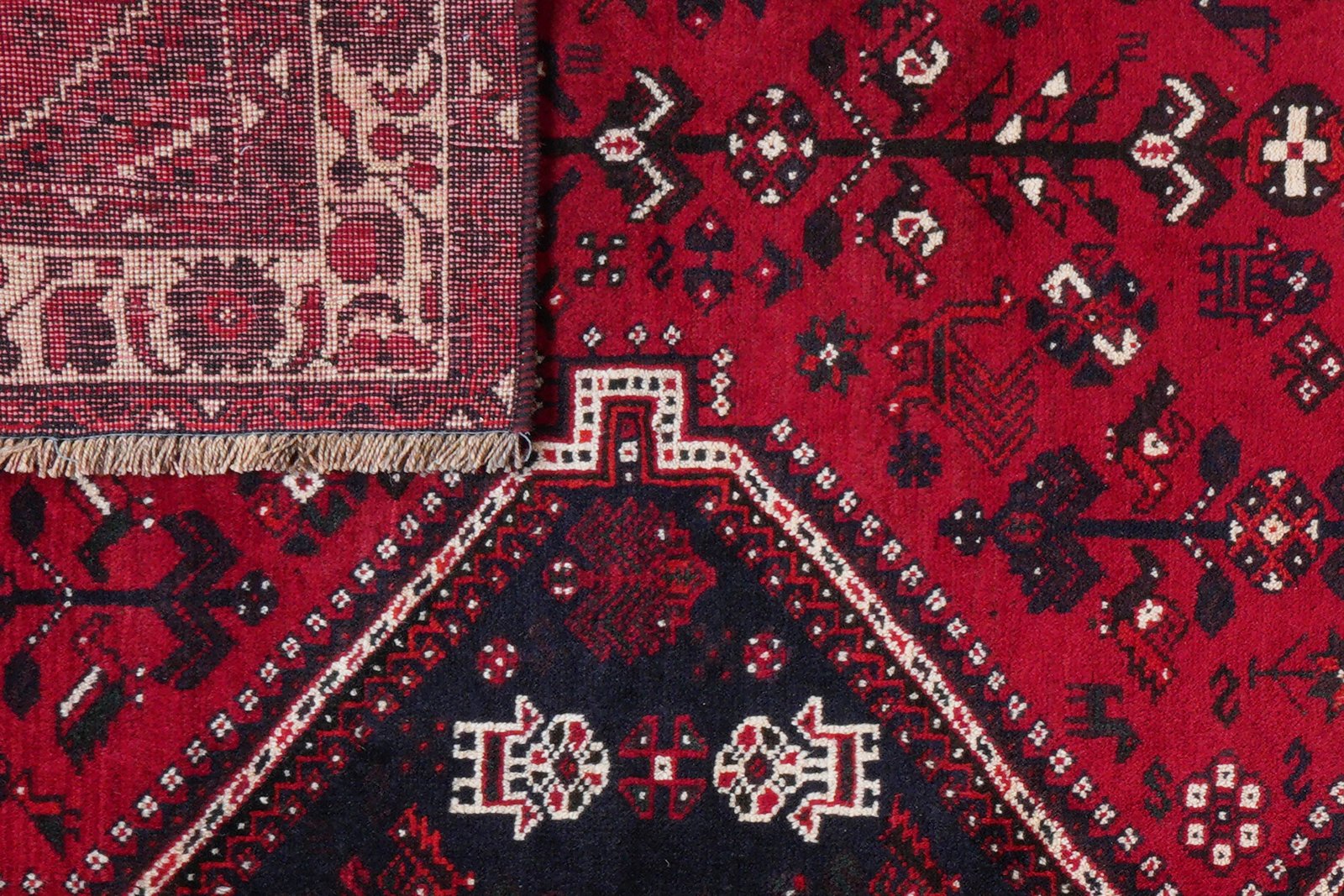 Gashgai — Hand-knotted, 206x291 cm, Red, 100% Virgin Wool | View 8