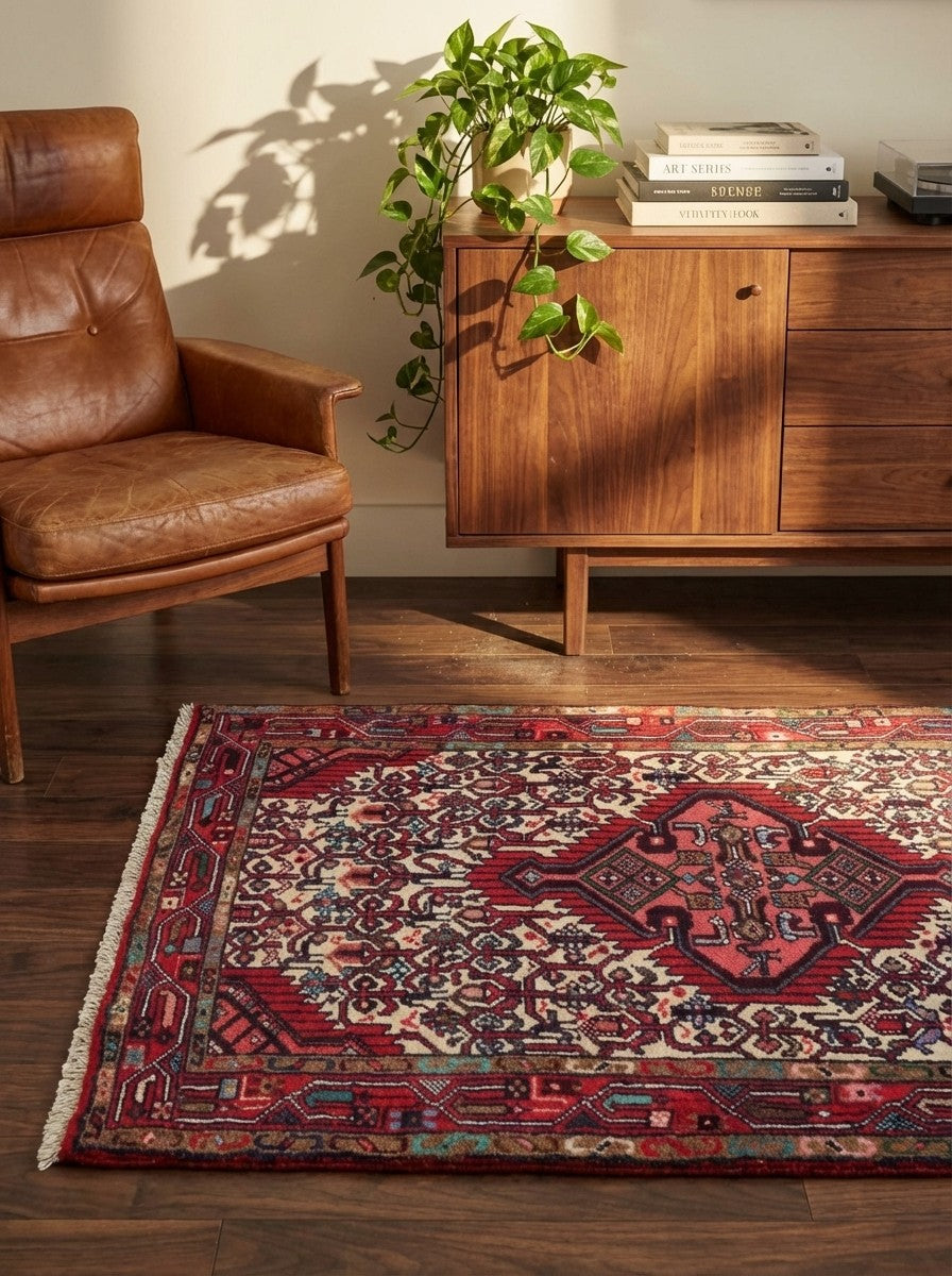 Assadabad — Hand-knotted, 77x116 cm, Multicolor, 100% Virgin Wool | Back view