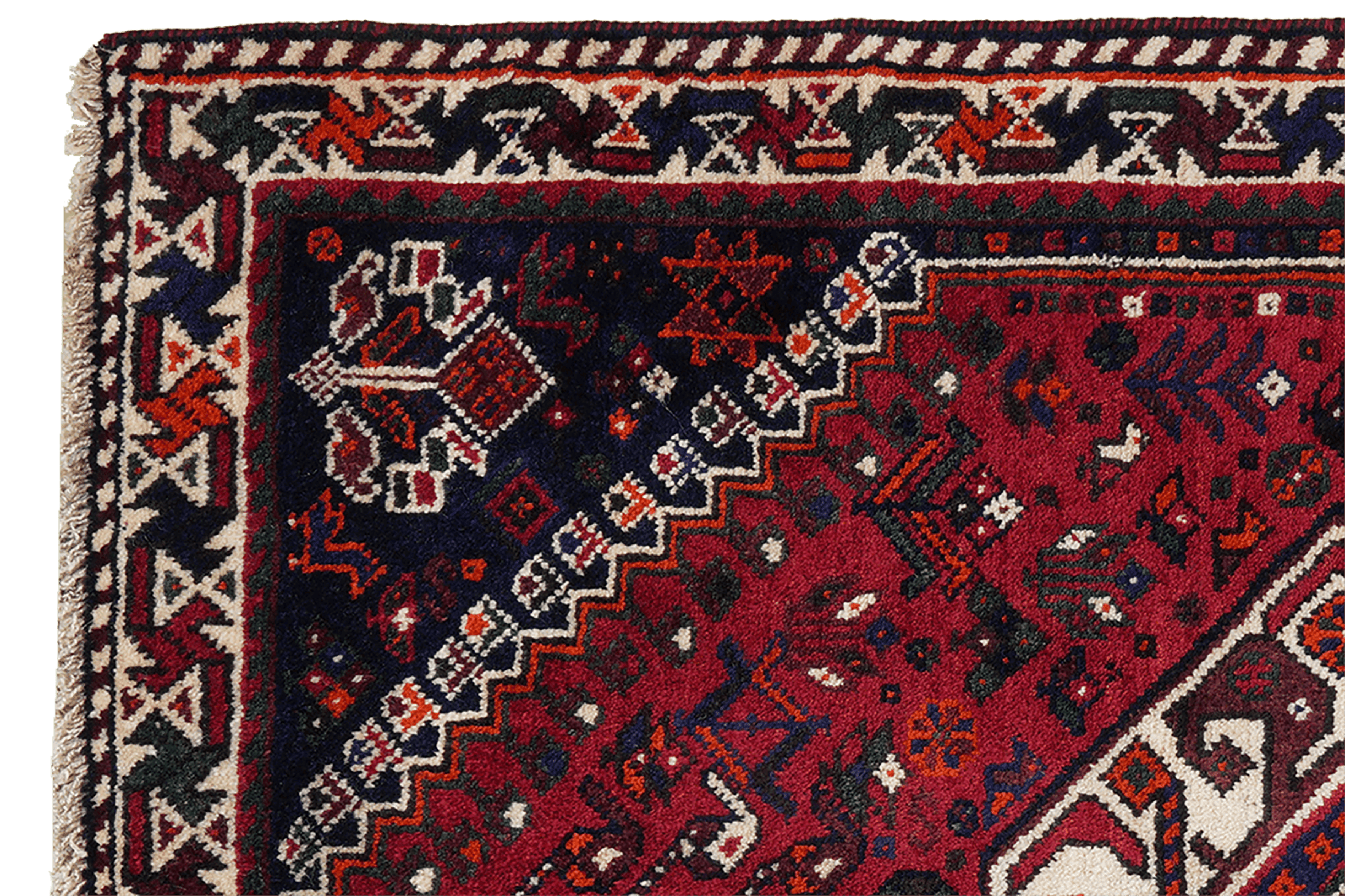 Gashgai — Hand-knotted, 123x162 cm, Red, 100% Virgin Wool | View 3