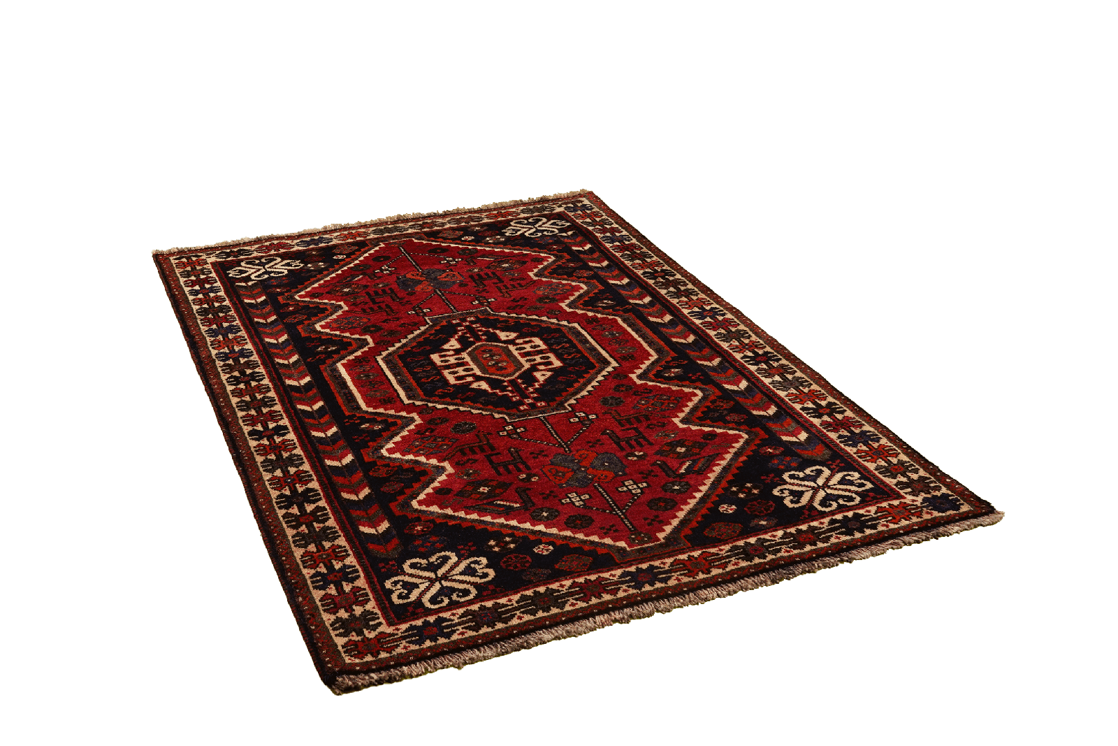 Gashgai — Hand-knotted, 123x159 cm, Red, 100% Virgin Wool | View 4