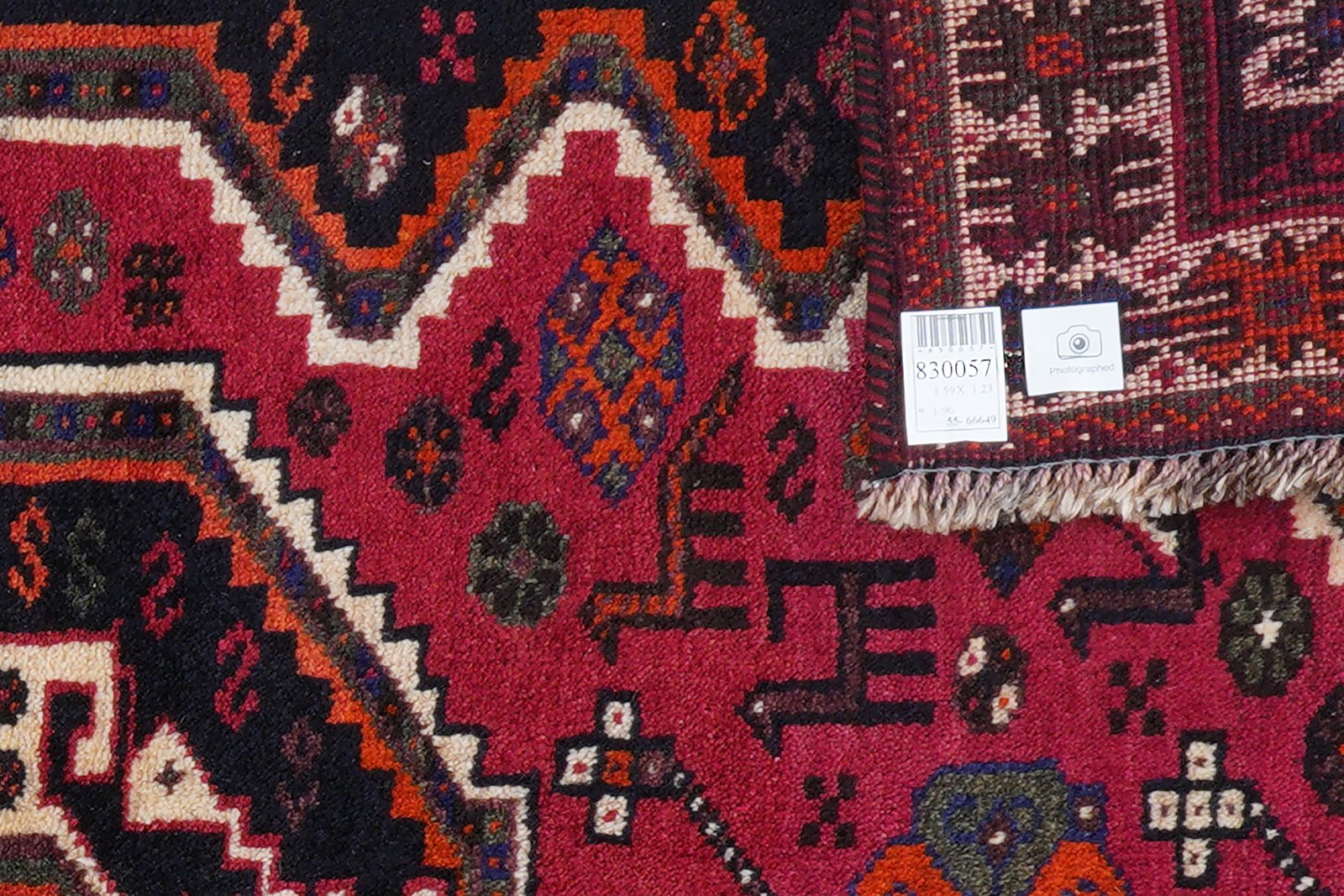 Gashgai — Hand-knotted, 123x159 cm, Red, 100% Virgin Wool | View 6
