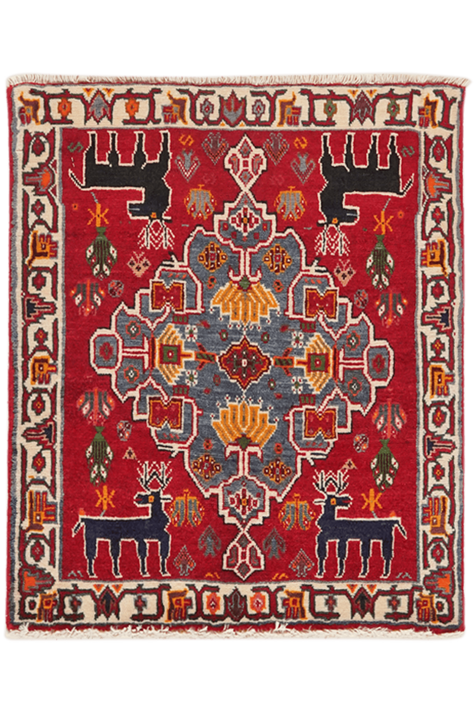 Gashgai — Hand-knotted, 55x66 cm, Red, 100% Virgin Wool | Main view