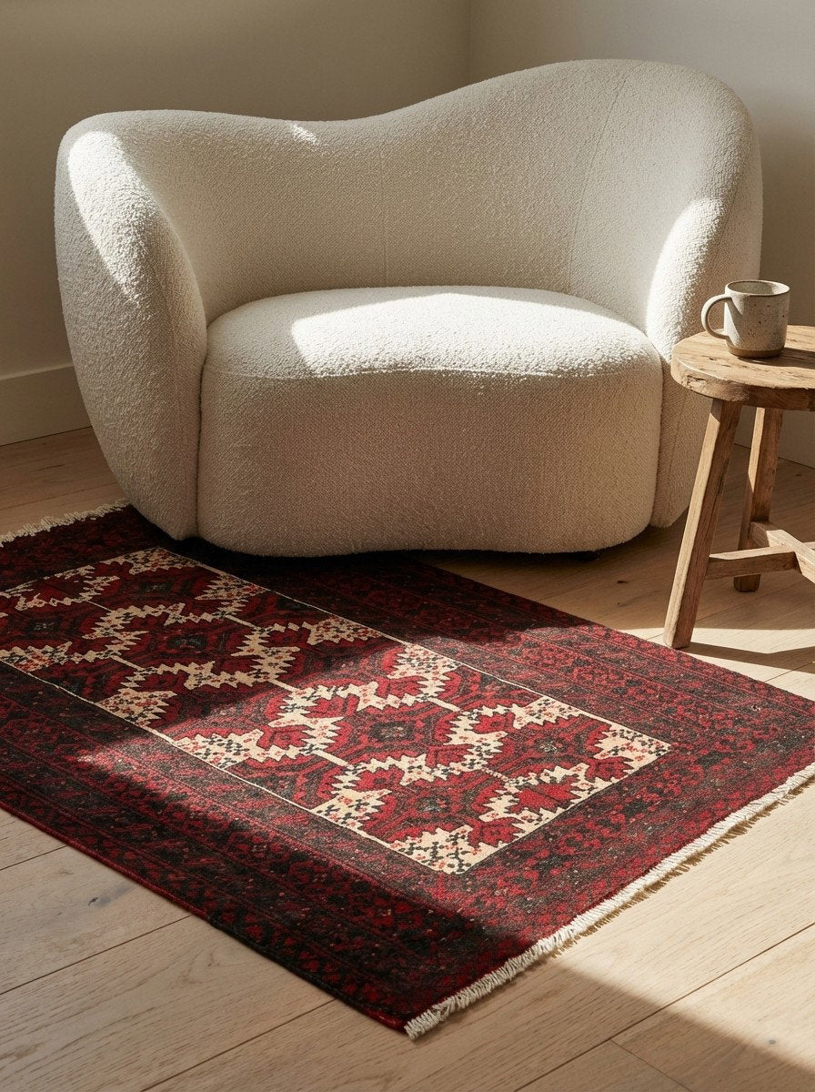 Belutch — Handgefertigt, 92x66 cm, Bunt, 100% Virgin Wool | Detail view