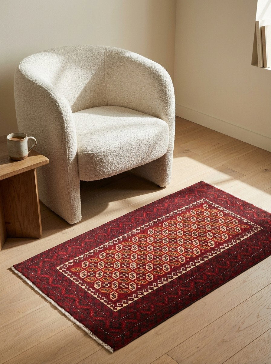 Belutch — Handgefertigt, 107x58 cm, Bunt, 100% Virgin Wool | Detail view