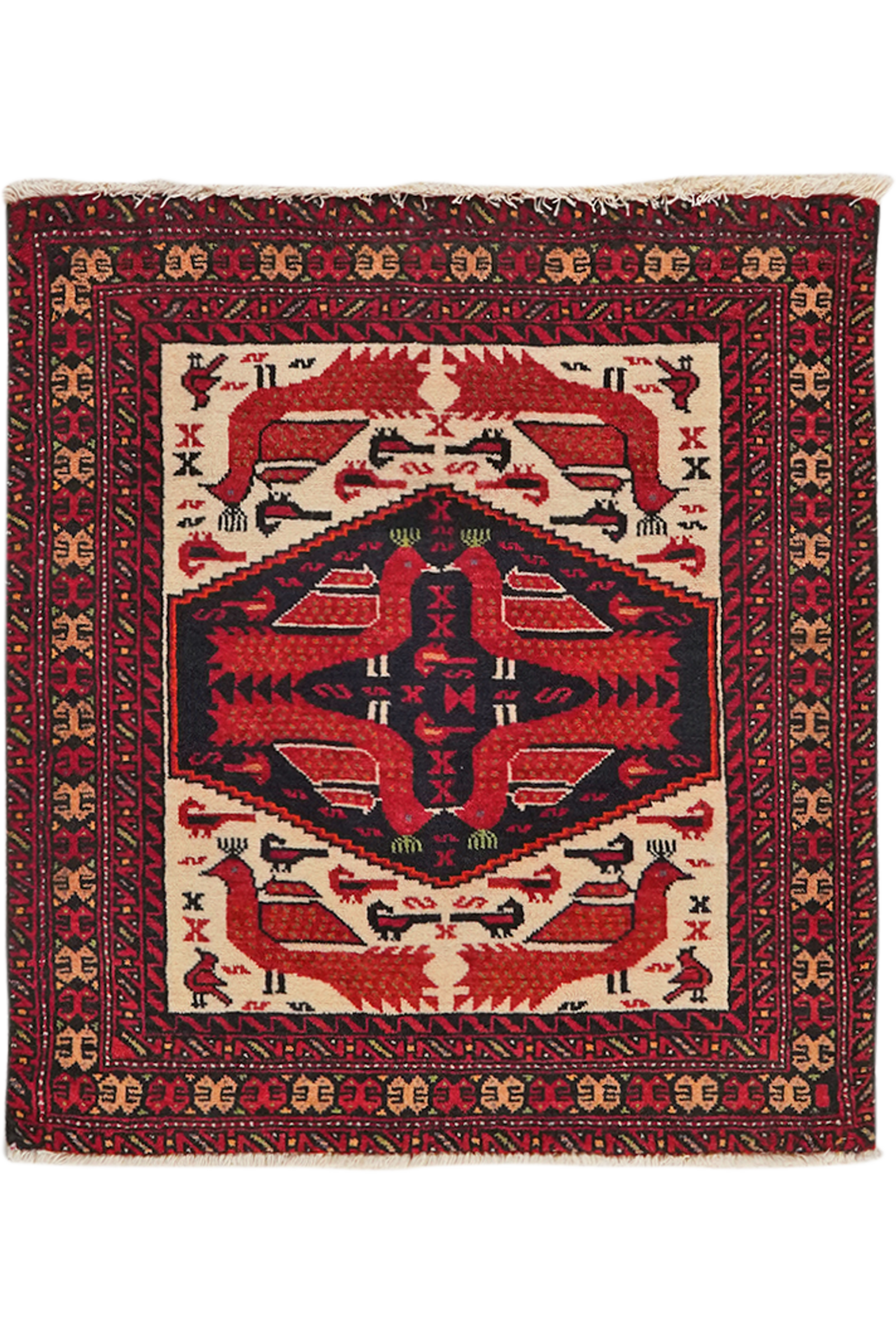 Belutch — Handgefertigt, 79x71 cm, Blau, 100% Virgin Wool | Main view