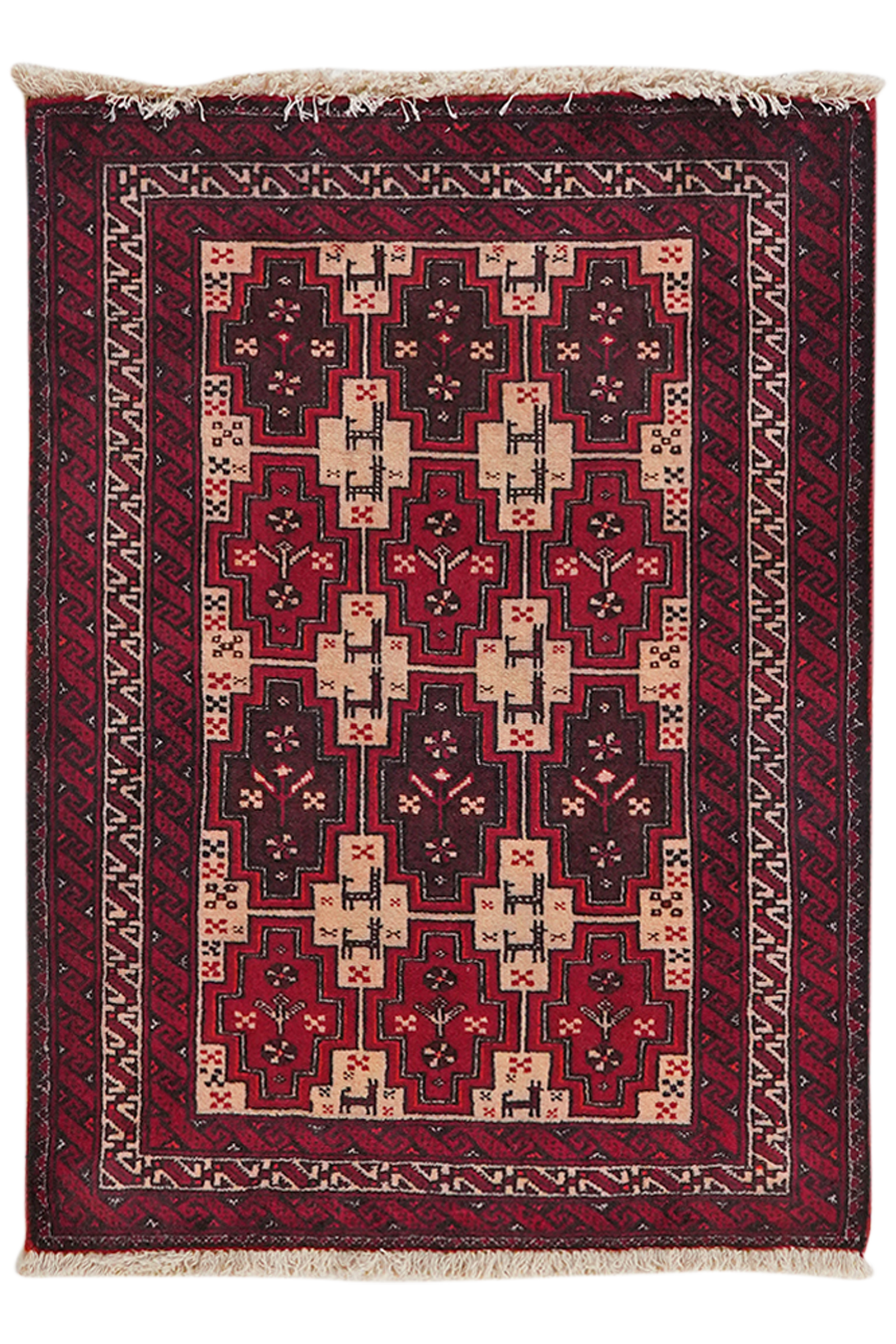 Belutch — Handgefertigt, 87x65 cm, Beige, 100% Virgin Wool | Main view