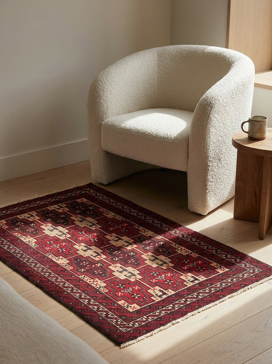 Belutch — Handgefertigt, 85x60 cm, Bunt, 100% Virgin Wool | Detail view