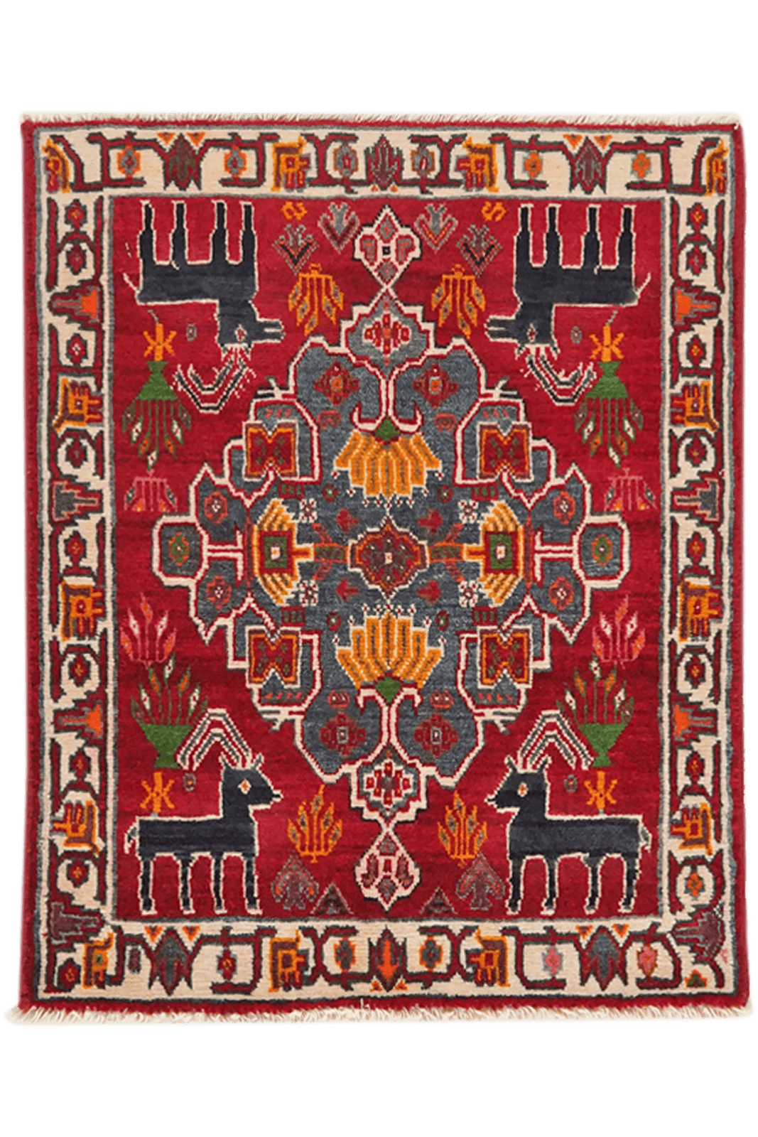 Gashgai — Hand-knotted, 54x66 cm, Red, 100% Virgin Wool | Main view