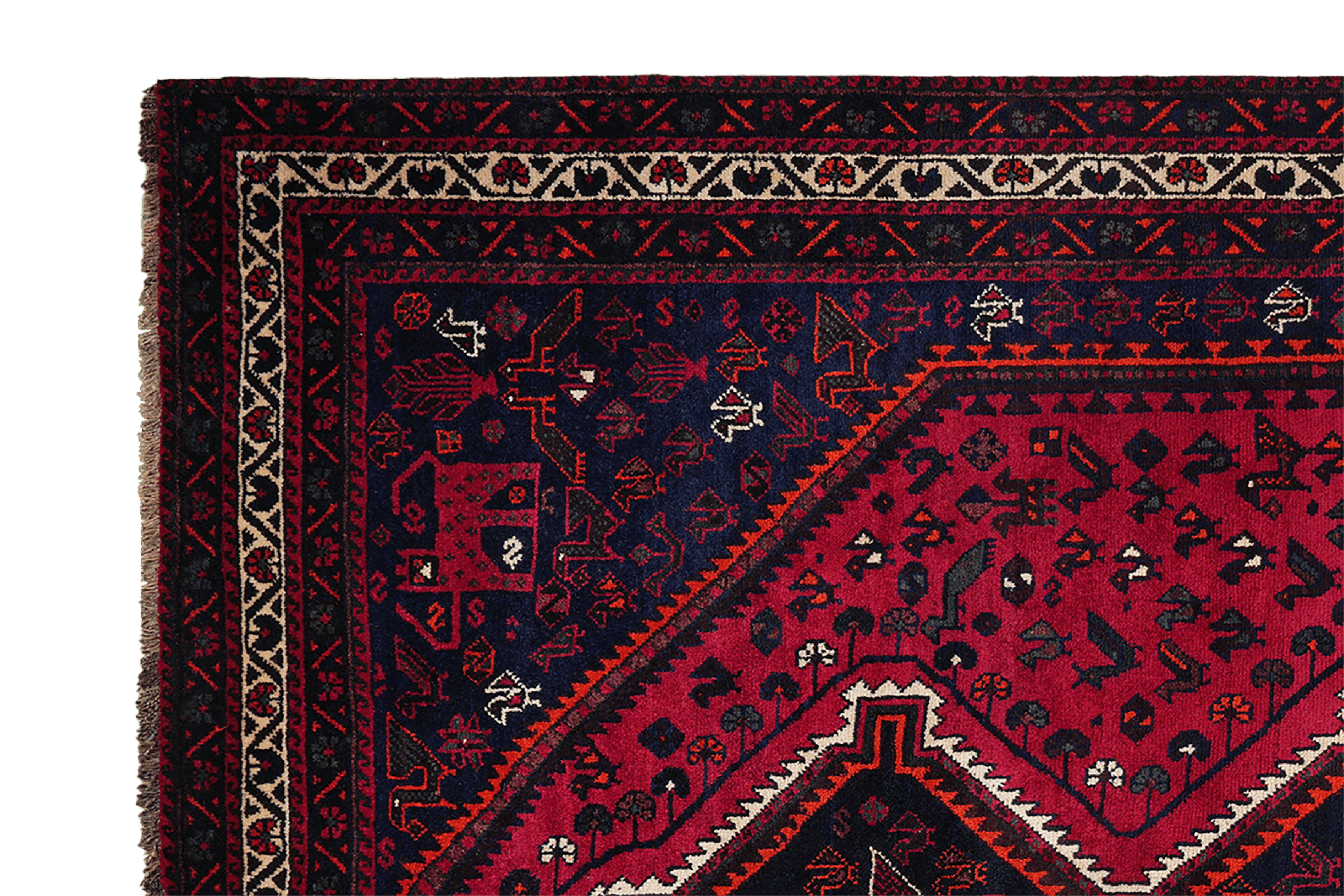 Gashgai — Hand-knotted, 205x295 cm, Red, 100% Virgin Wool | View 3