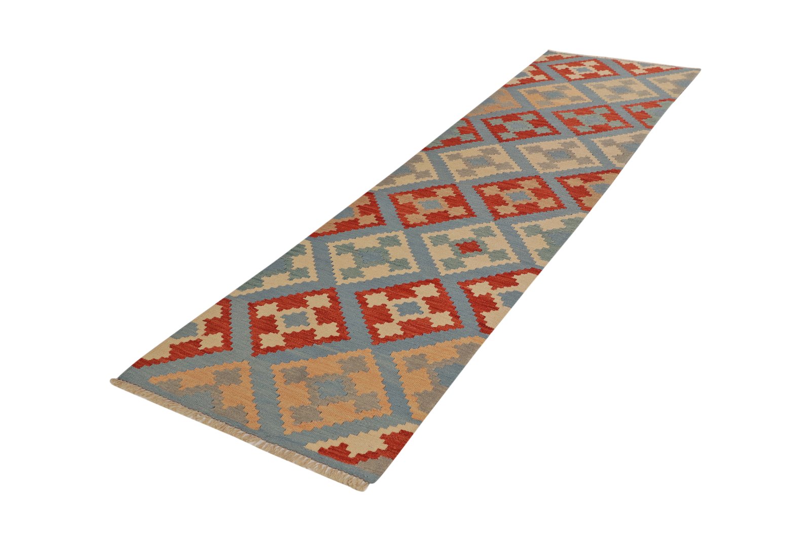 Kelim Gashgai — Handmade, 77x284 cm, Blue, 100% Virgin Wool | View 5