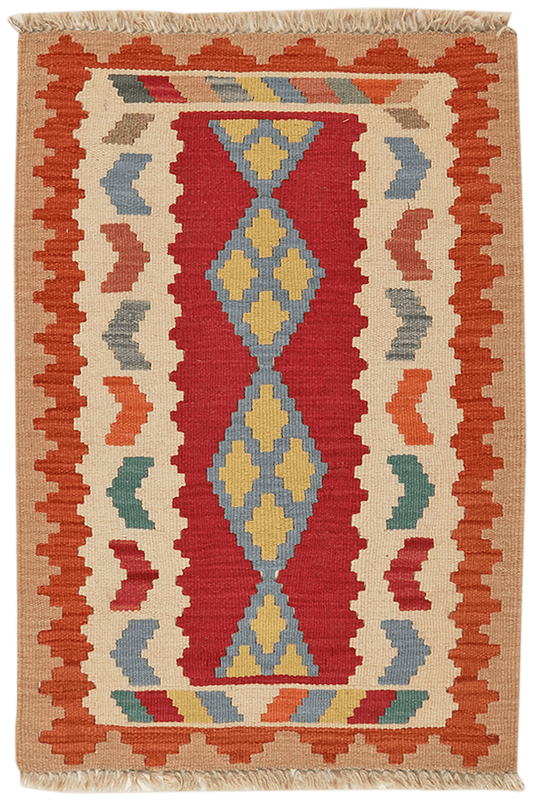 Kelim Gashgai — Handmade, 66x94 cm, Red, 100% Virgin Wool | Main view