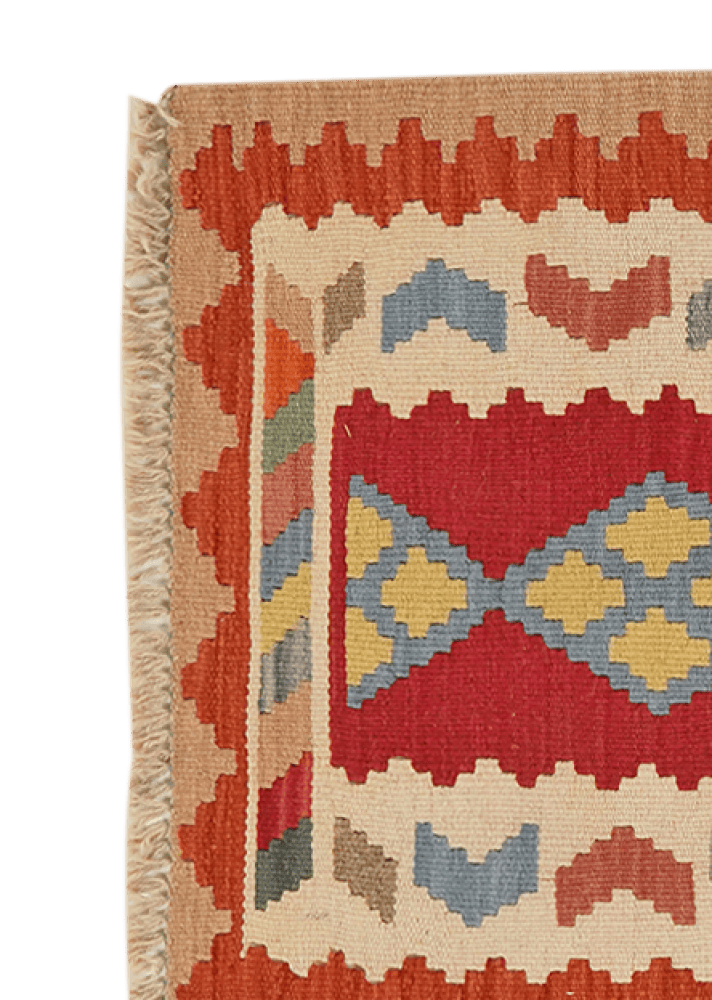 Kelim Gashgai — Handmade, 66x94 cm, Red, 100% Virgin Wool | View 3