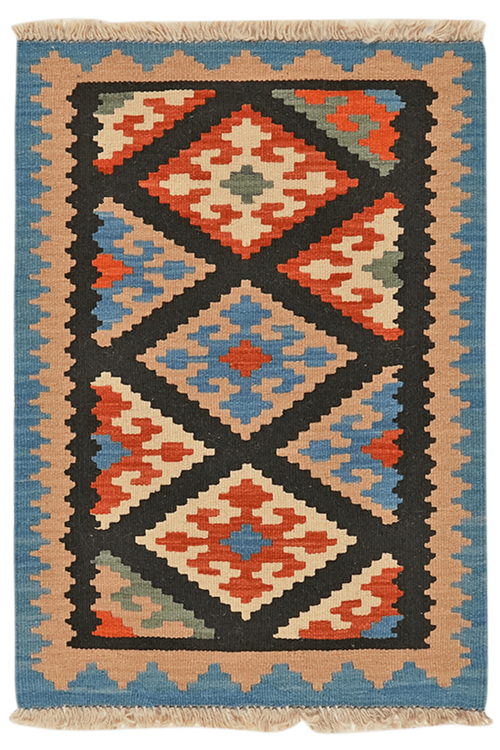 Kelim Gashgai — Handmade, 61x86 cm, Black, 100% Virgin Wool | Main view