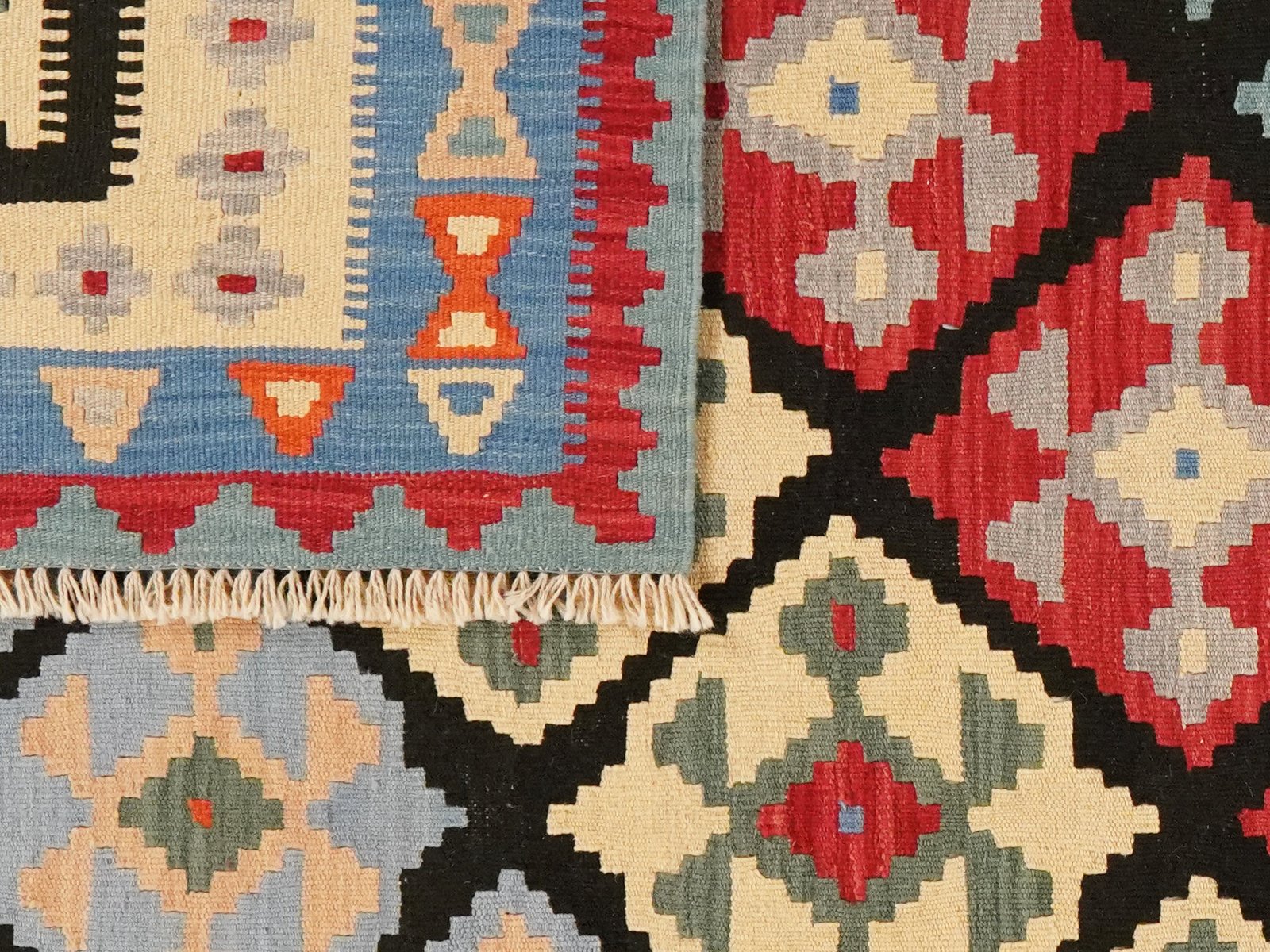 Kelim Gashgai — Handmade, 209x296 cm, Black, 100% Virgin Wool | View 5