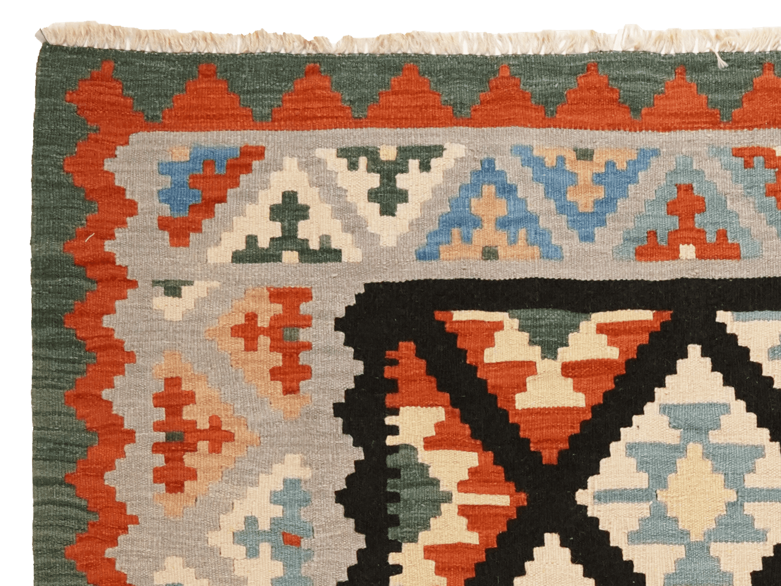 Kelim Gashgai — Handmade, 158x202 cm, Black, 100% Virgin Wool | View 3