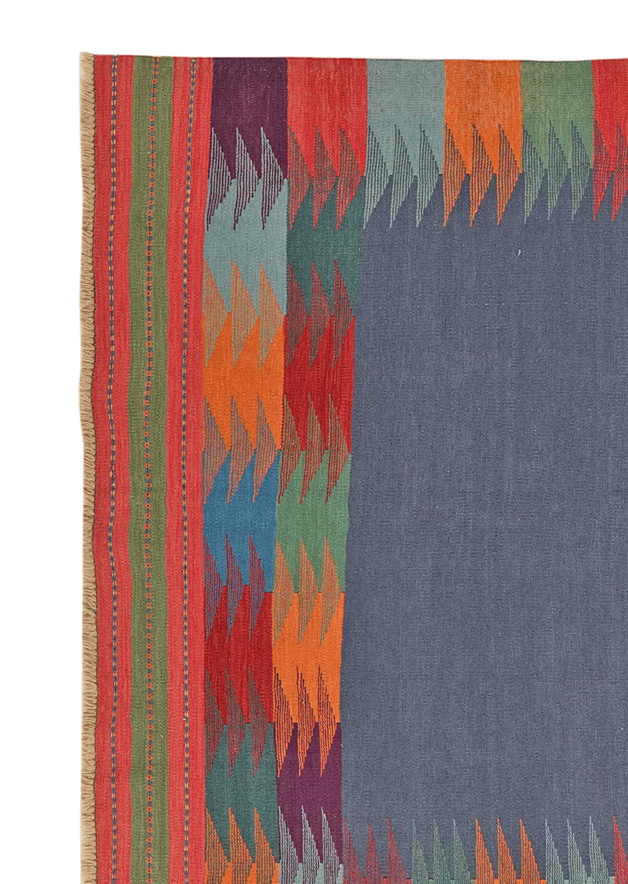 Kelim Gashgai — Handmade, 186x249 cm, Blue, 100% Virgin Wool | View 3