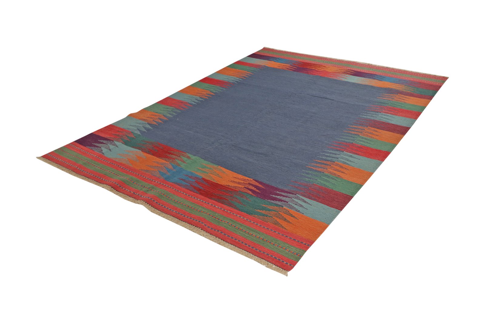 Kelim Gashgai — Handmade, 186x249 cm, Blue, 100% Virgin Wool | View 5