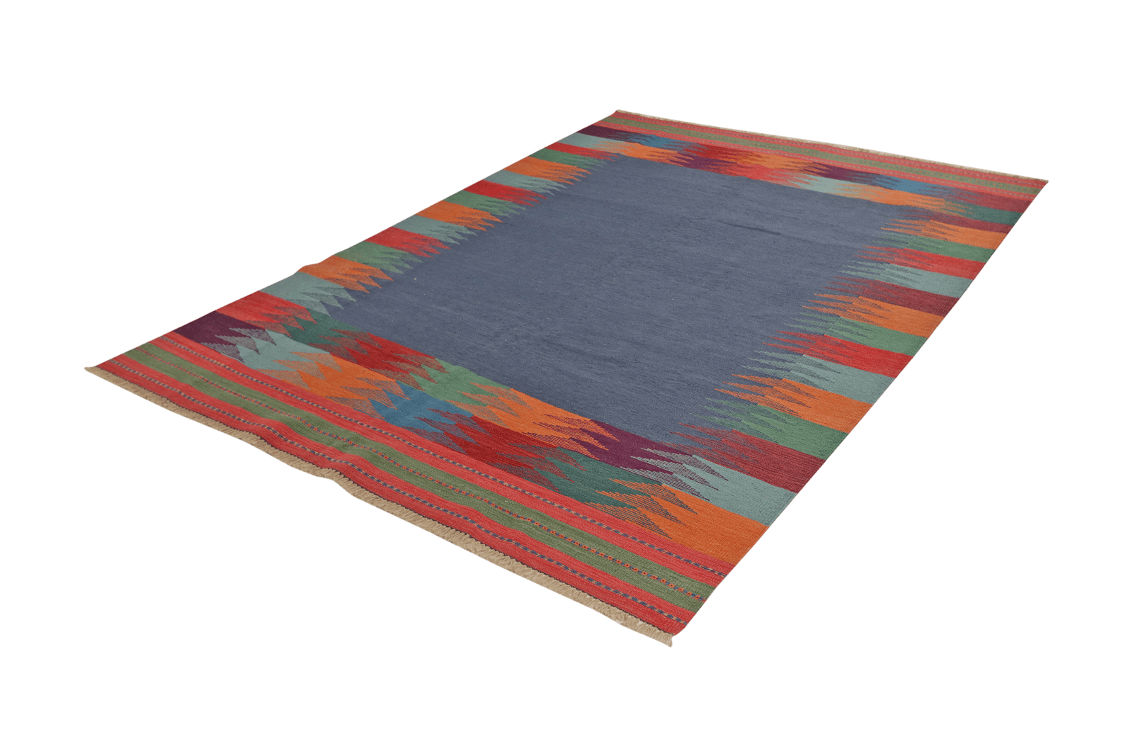 Kelim Gashgai — Handmade, 186x249 cm, Blue, 100% Virgin Wool | View 5
