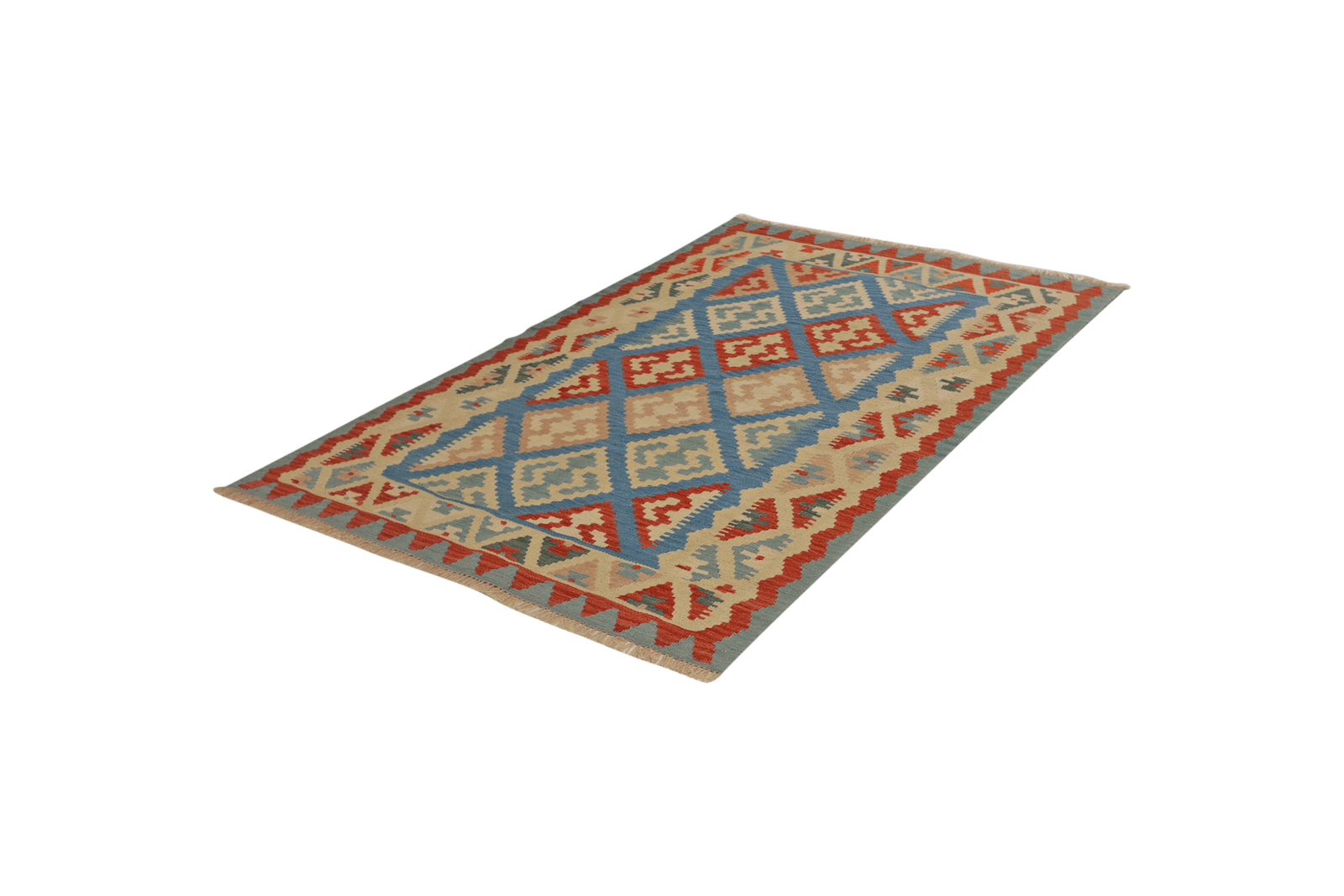 Kelim Gashgai — Handmade, 121x185 cm, Blue, 100% Virgin Wool | View 5
