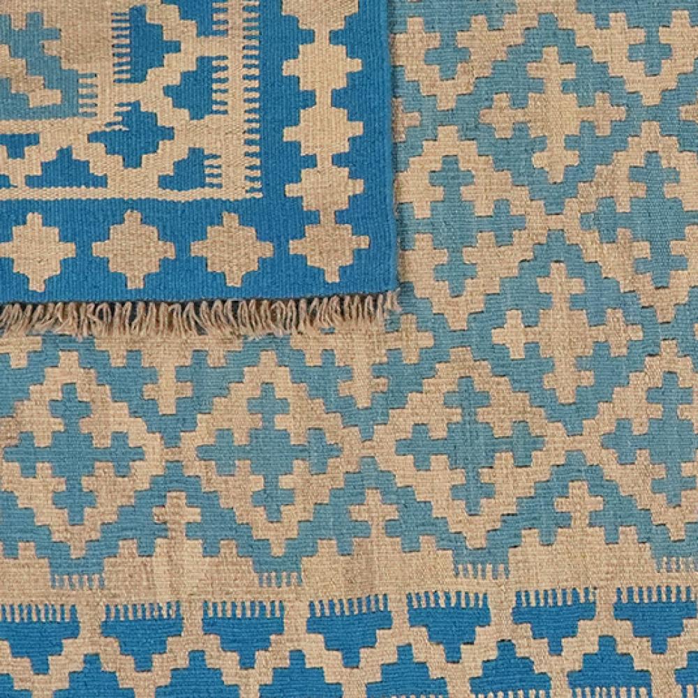 Kelim Gashgai — Handmade, 120x179 cm, Blue, 100% Virgin Wool | View 6